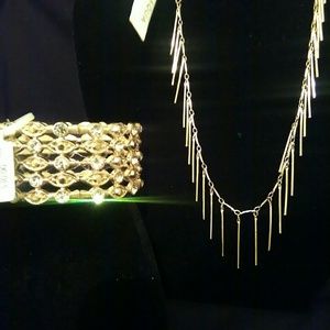 Golden necklace and bracelet